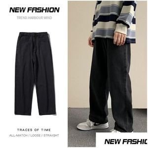 Jeans da uomo 2023 primavera nuovo streetwear jeans larghi uomo moda coreana pantaloni larghi dritti a gamba larga marchio di abbigliamento maschile luce nera B Otliv