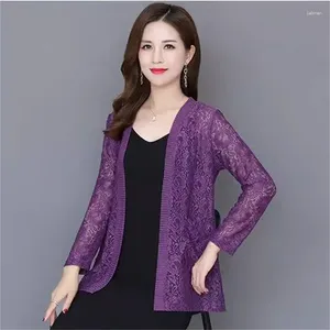 Women's Jackets Fashion Medium And Long Loose Long-sleeved Sun Protection Clothing Female Mother Wears Lace Cardigan With Thin Mesh Jacket