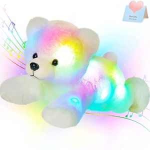 37 cm farcito orso polare peluche bambola animali giocattolo LED musica luci notturne cuscino luminoso regalo di compleanno bianco per ragazze bambini 240304