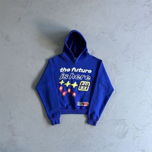 Broken Planet Sweatshirt dunkelblau – Schaumstoff-Buchstabendruck, modisch, Straße, lässig, lockerer Kapuzenpullover, warmes Sweatshirt für Männer und Frauen