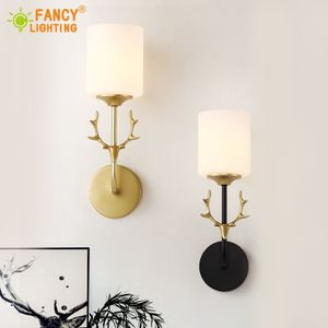 E27 LED BulbModern indoor wall lamp Antler led wall light Black Golden Glass light fixture for bedroom living room260b