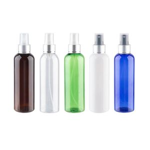 Plastmistsprutpumpflaska med silver aluminium krage pump spray parfym flaska 200cc 200 ml palstic containrar husdjur flaskan postro