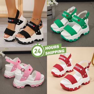 Harqb Designer Slippers Women's Summer High Heel Sandals عالي الجودة النعال الأزياء الصنادل غير الرسمية المطبوعة على الشاطئ المائي الشاطئ الرياضة Slippers Gai