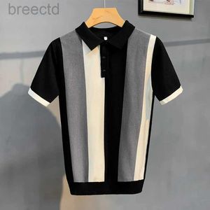 Men's Polos Summer Short Sleeve New Fashion Turn Down Collar T Shirt Casual Knitted Polos Hip Shirts L99 ldd240312