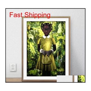 Pinturas Ruud Van Empel Art Works Standing em Green Yellow Dress Art Poster Decoração de parede Fotos Imprimir Unfram qylckk embalagem20102931