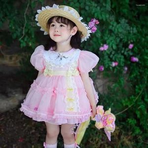 女の子のドレス夏のスペインのロリータプリンセスボールガウンボウレース刺繍デザインデザインバースデーパーティーガールズイースターイードA1607