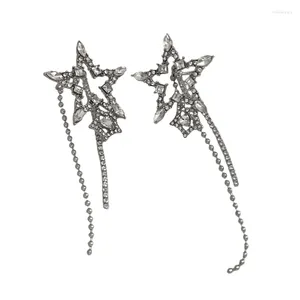 Backs Earrings Star Tassel Dangle Earring Hollow Pentagram Chain Dropship