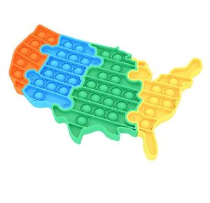 United States Map Puzzle USA Map shape bubble pers board push per toys Sensory silicone poo its finger fun game Stress Balls G57XHB64194326