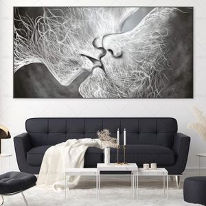 Bacio astratto in bianco e nero Poster e stampe su tela Pittura Wall Art Immagini per soggiorno Modern Home Decor Cuadros3036