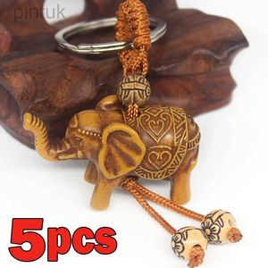 Keychains Lanyards Women Men Lucky Wooden Elephant Carving Pendant Keychain Chain Key Ring Keyring Jewelry Wholesale Cute Keychain Fashion ldd240312