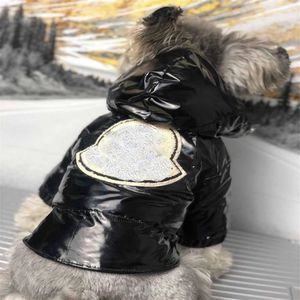 Pet inverno engrossado pão roupas cão casaco quente roxo e preto brilhante enfrentado casaco para animais de estimação hoodies jaqueta S-2XL com bordado trim284y