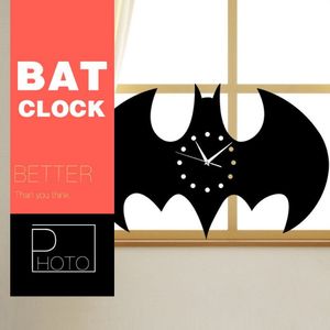 Relógio 3d em forma de morcego, decalques para quarto de crianças, relógios de parede digitais, decoração de férias, batman, sala de estar, relógio de parede 3521cm2147