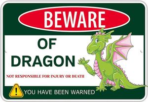 Akta dig för Dragon Metal Tin Sign Funny Dragon Sign Gifts For Boys Room Wall Decorkids Dragon Tank Products Badrum Baby9550929