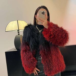 Internet Winter Autumn and Celebrity New High-End Silver Fox Woven Fur Coat för unga kvinnor 1327