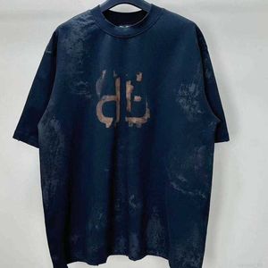 designer B Home High Version Paris 23SS Worn Double B Tie Dyed Washed and Worn Short Sleeve T-shirt Men's and Women's Fashion Brand Y5RQ