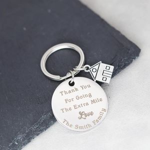 Schlüsselanhänger „Thank You For Going The Extra Mile“-Schlüsselanhänger aus Edelstahl mit Lasergravur, Heimanhänger, Zubehör, Buchstaben-Schlüsselanhänger, Geschenk