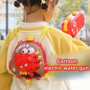 Plack Play Water Fun Children Electric Cartoon Gun Bround Automatyczna duża pojemność plecak WaterGun Toys Summer Outdoor Foling Toy L240312