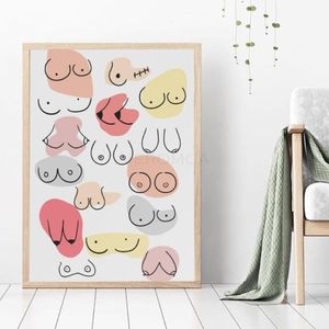 Paintings Line Watercolor Posters And Prints Boobs Boobie Art Tits Print Breast Canvas Painting Body Wall Pictures Bedroom Home De248g