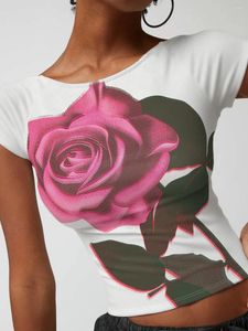 Damen-T-Shirts, Sommermode, Digitaldruck, Slim-Fit-Tops, Damen-T-Shirts, Mädchen, rückenfrei, kurzärmeliges T-Shirt für T-Shirts