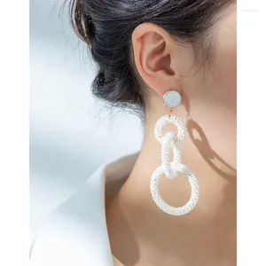 Dangle Earrings Rice Bead Hand編みレトロサークル多環式首のビーズシンプルボヘミアアロイマムフリンジ