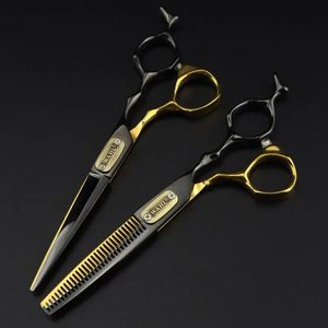 Profesyonel Japonya 440C Çelik 6 inç Boğa Kafa Kesme Makas saç kesimi inceltme berber kesim makasları kuaför 240228