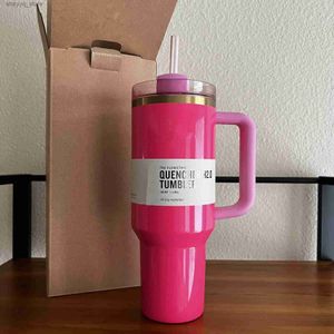 Tassen Cosmo Pink Tumblers Parade Flamingo Tassen H2.0 40-Unzen-Tasse mit Henkel Strohhalm Kaffee Wasserflaschen X-Kopie mit 40-Unzen-Valentinstagsgeschenk US-Lager Target Red L240312