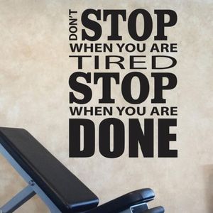 Наклейки на стену «Не останавливайся, когда ты устал» Наклейки «Готово» Мотивационный тренажерный зал Дизайн Стикер для фитнеса C13-462890