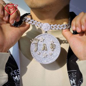 Jewelry designer Men Hip Hop Big Round Baguette Moissanite Letter Pendant Iced Out 925 Sterling Silver Vvs Custom PendantHipHop