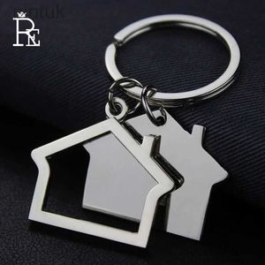 Keychains Lanyards Re 100st/Lot Alloy House Home Men Women Gift Keychain Keyring Key Chain Ring Car Bag Costomized Wholesale LDD240312