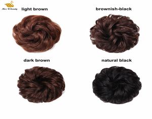 100 Real Humanhair Srunchie Elastic Band Updo Extensions Hair Bun Black Brown Curly Chignons4786512