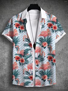 Men's Casual Shirts Summer Tropical Print Beach Vacation Set Plant Coconut Tree Short Sleeve Hawaiian Shirt 4-Way Stretch Fabric