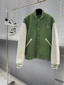 Men's Jackets 2024 Spring High End Customized Green Wool And Cashmere Material Advanced Embroidered Leisure Sports Short Jacket