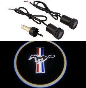 2pcsset Mustang hayalet gölge logo rozeti hoş geldiniz araba LED kapı ışık lazer nezaket slayt projektörü logo amblem ışığı for3576660