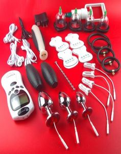 Elektroshock Electro Pulse Penis Fysioterapi Ring Urethral Anal Plug Gel Pad BDSM Vuxen Games Adult Sex Products Toys For HIM9672295