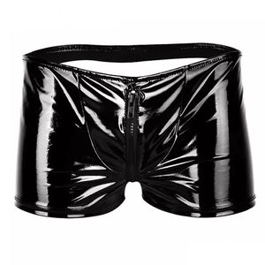 Briefs Panties Sexy Lingerie Panties Mens Pvc Bright Leather Underwear Hollow Ass Shorts Drop Delivery Apparel Dhaih