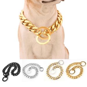 24-32 Zoll Edelstahl Slip Pet Dog Chain Heavy Duty Training Choke Chain Halsbänder für große Hunde Einstellbare Sicherheitskontrolle Gol287E