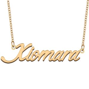 Xiomara Namensketten-Anhänger, individuell personalisiert, für Frauen, Mädchen, Kinder, beste Freunde, Mütter, Geschenke, 18 Karat vergoldeter Edelstahl