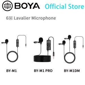 Microphones Boya 6M Lavalier Condenser Microphone för PC Mobiltelefon iPhone Android Live Streaming Facebook Blogger Vlog Lapel Microphone