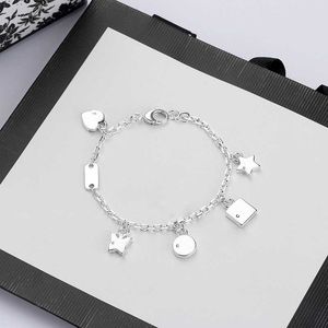 s925 silver bracelet designer heart bracelet fashion Star flower letter bangle Heart pendant clavicle chain Body jewelry Wedding Gifts
