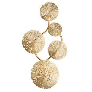 مصباح الجدار Artpad Copper Luster Gold Lotus Leaf Vintage Retro Bedside Room Room Art Decor Home Scononces G4 Bulb2743