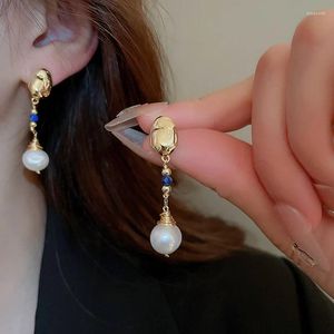 Dangle Earrings French Light Luxury Freshwater Pearl Drop For Women High Sense Fashion Versatile Simple Jewelry