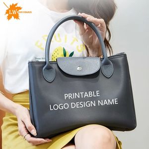 Bolsa feminina de ombro de nylon, bolsa transversal de grande capacidade, pode imprimir o nome, padrão personalizado 240311