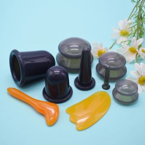 Masaj 7/9pcs Cupping Terapi Setleri Şeffaf Anti Selülit Bardak Silikon Masaj Kupaları Vakum Emme Bardakları Yüz Vücut Masajcı Siyah