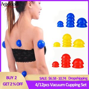 Massager 4/12pcs Vacuum Cupping Set Silicone Cupping Therapy Cans Rubber Body Slimming Suction Cups Back Massager