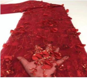 Odzież odzieżowa afrykańska tkanina 3D Koraliki z aplikacją kwiatów cekiny francuska z siatki koronka na ślub J3dow7464265