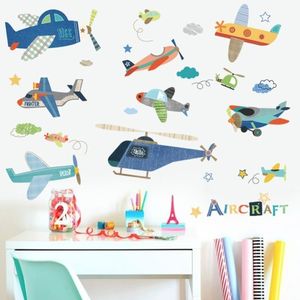 Cartoon aereo adesivo da parete per camere dei bambini camera dei bambini adesivi murali murale fai da te Baby Room Decor decorazione della camera dei bambini 2103287H