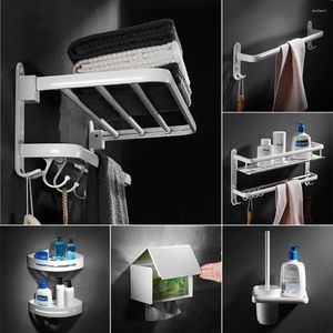 Set di accessori da bagno Tianview Portasciugamani bianco senza fori Spazio Mensola addensante sospesa in alluminio per bagno