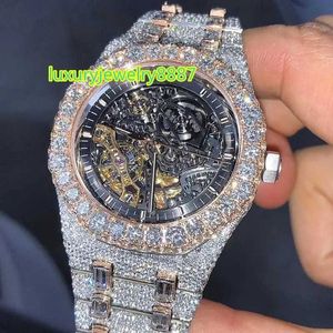 10A Digner Watch Moissanite Version Skeleton 2023 New Diamonds Watch Pass TT Rose Sier to Quality Movement Movement Men Luxury Iced Out