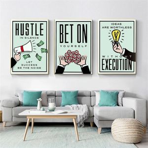 Canvas painting Time Is Money Quote Watercolor Paintings Mural Inspirational Take The Risk Or Hustle In Silence Posters Room Wall 302K