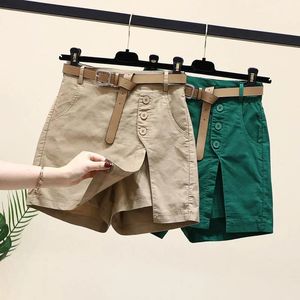 Shorts casuais de algodão puro para mulheres no verão, versão coreana, versátil, linha a, calças de verão, shorts femininos 240312